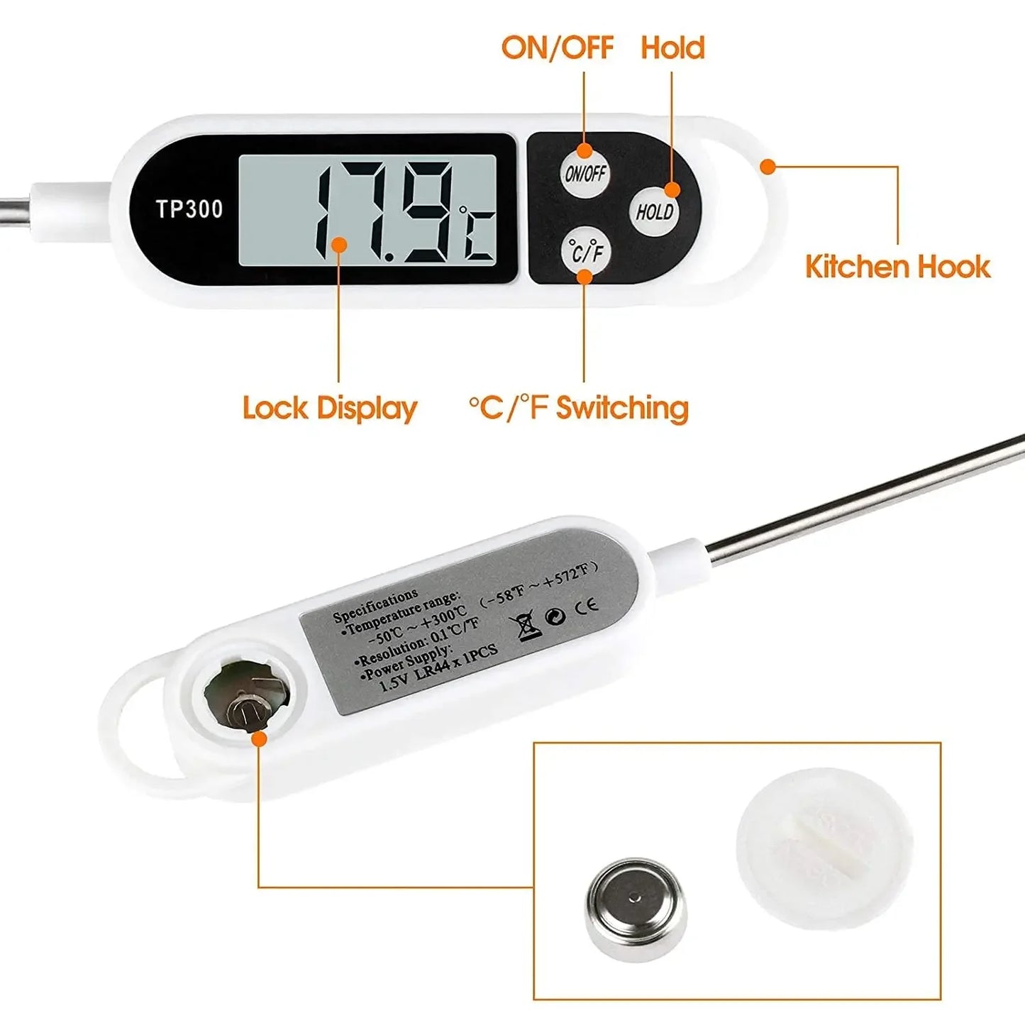 TP300 & TP101 Digital Food Thermometers – Accurate Kitchen Probe for Cooking, BBQ, and Oven Use