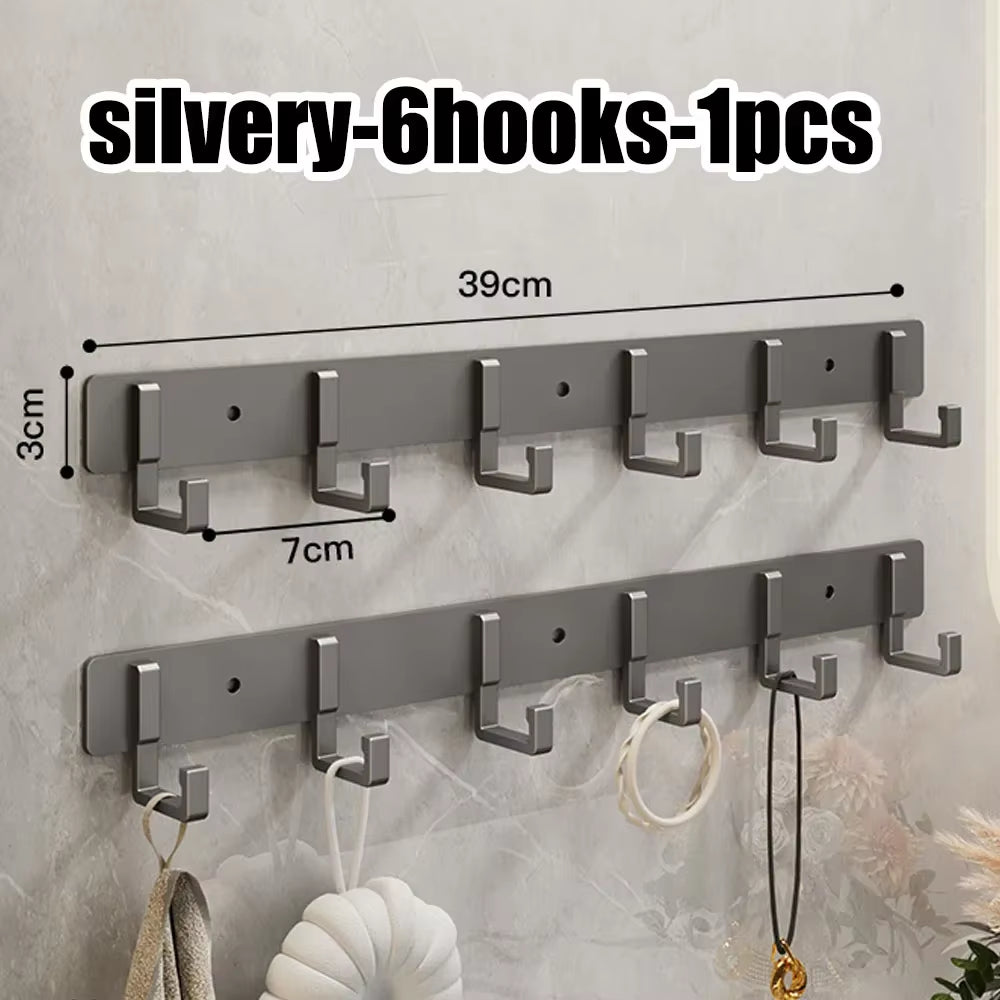 Wall Mounted Coat Rack with Black Hooks – Heavy Duty Towel & Robe Hanger for Bathroom, Kitchen & Entryway