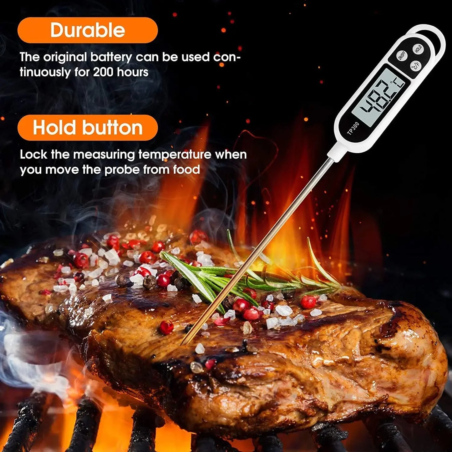 TP300 & TP101 Digital Food Thermometers – Accurate Kitchen Probe for Cooking, BBQ, and Oven Use