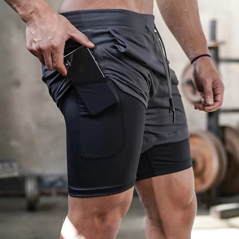 Men’s 2-in-1 Camo Running Shorts | Quick Dry Gym Fitness Workout Shorts