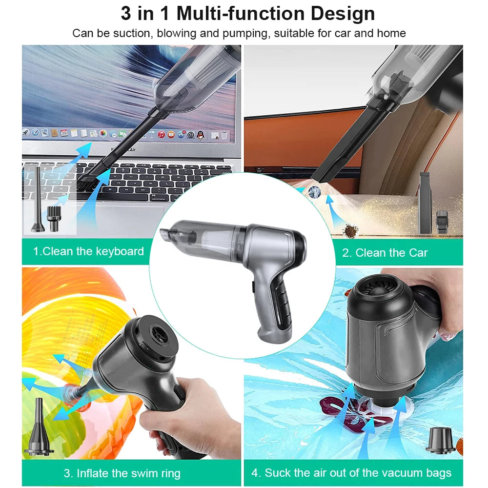 Wireless Car Vacuum Cleaner – 95000PA Suction | Handheld Mini Vacuum & Blower for Home & Car