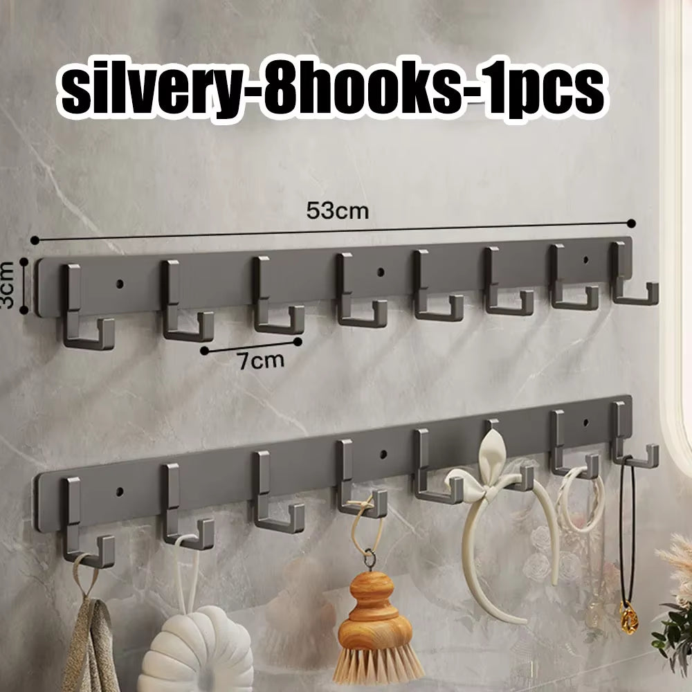 Wall Mounted Coat Rack with Black Hooks – Heavy Duty Towel & Robe Hanger for Bathroom, Kitchen & Entryway