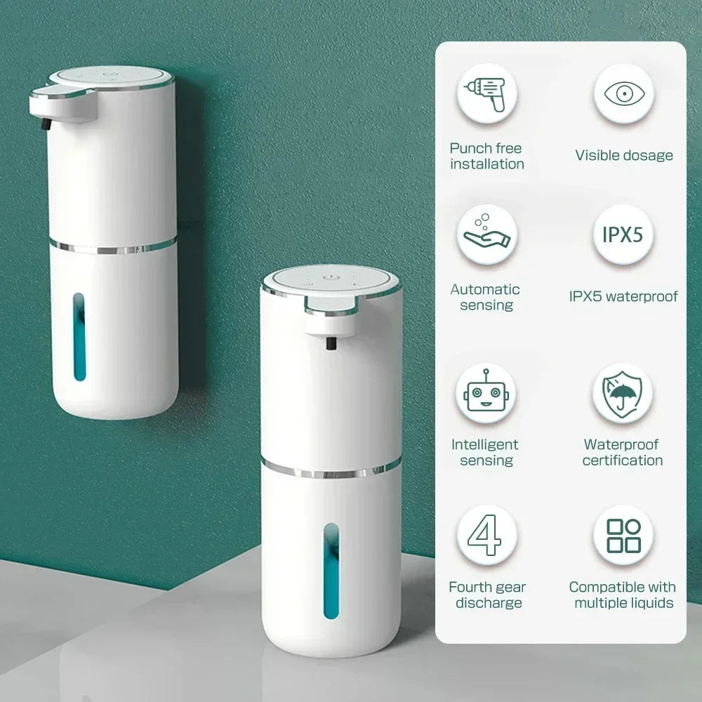 380ML Automatic Foam Soap P11 Dispenser Bathroom Smart Washing Hand Machine with USB Charging White ABS Material