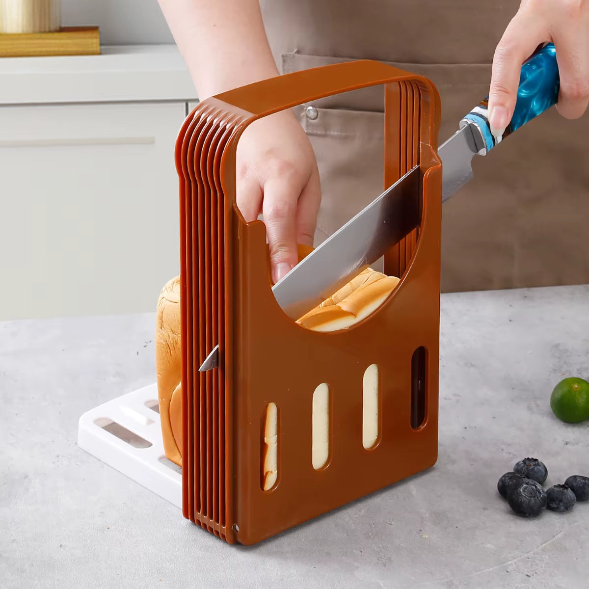 Foldable Bread and Toast Slicer Neat Uniform Slicing Baking Accessories Supplies Kitchen Gadgets Utensils Items Kitchen Tools