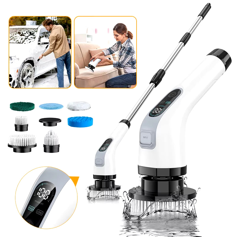 Electric Shower Scrubber Spin Brush 7 Heads Handheld Shower Scrubber Cordless 30W