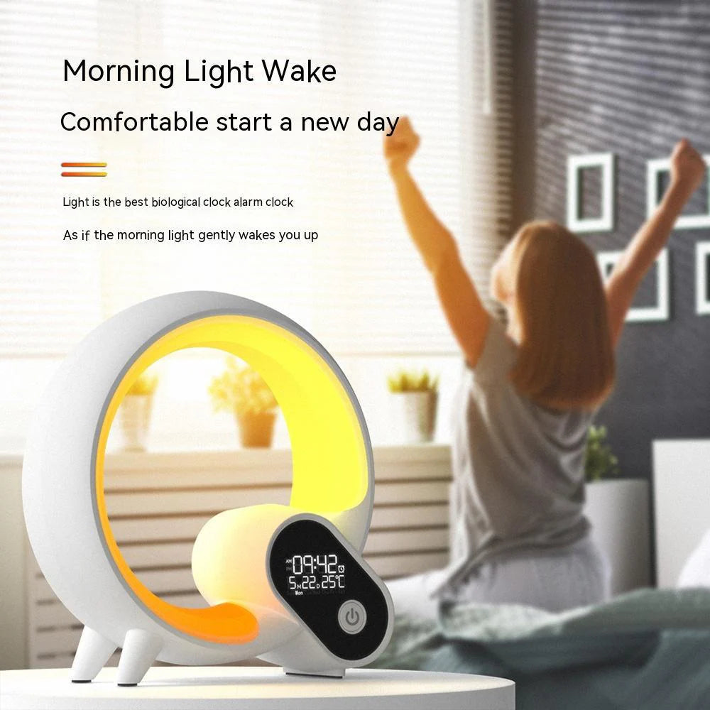 Q Light Sunrise Alarm Clock with Bluetooth Speaker – RGB Ambient Light, White Noise, APP & Remote Control