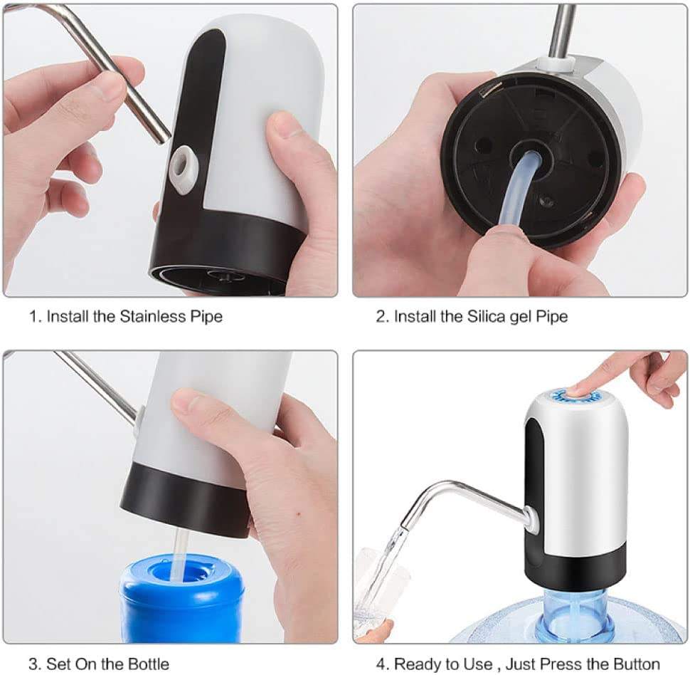 USB Rechargeable Electric Water Pump – Wireless Bottle Dispenser with Stainless Steel Spout