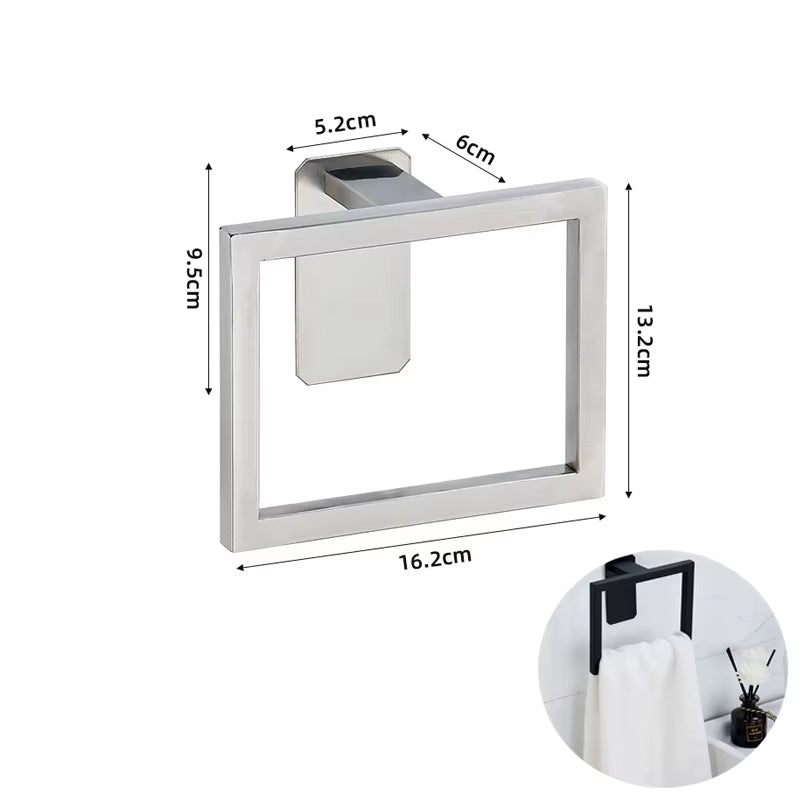 Self-Adhesive Silver Bathroom Hardware Kit Stainless Steel Toilet Paper Holder Towel Bar Towel Holder Hook Bathroom Accessories