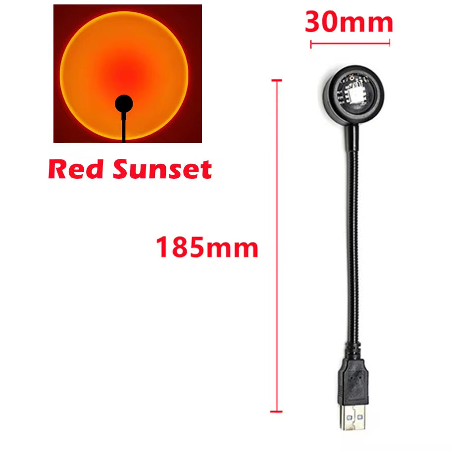Rnntuu USB Sunset Lamp Projector – 360° Rotating LED Mood Light for Home Decor & Photography**
