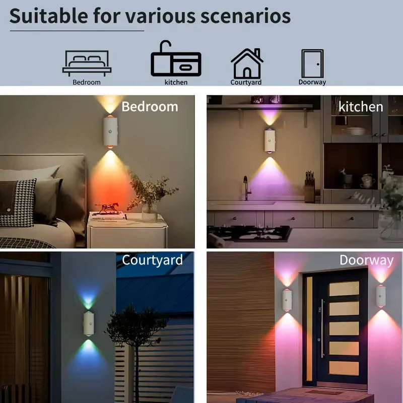RGB LED Motion Sensor Night Light – Rechargeable Wall Lamp with Magnetic Mount & Ambient Gradient