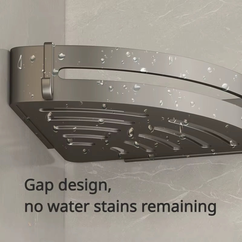 Shower Corner Shelf with Towel Bar Hook Space Aluminum Bathroom Shelf without Drilling Shampoo Holder Bathroom Accessorie