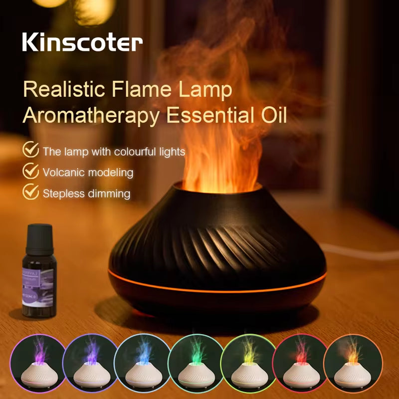 Volcanic Flame Essential Oil Diffuser – 130ml USB Aroma Humidifier with LED Night Light