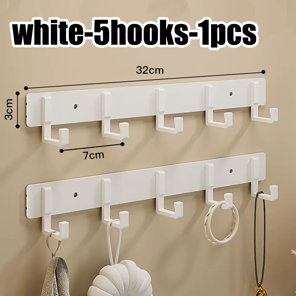 Wall Mounted Coat Rack with Black Hooks – Heavy Duty Towel & Robe Hanger for Bathroom, Kitchen & Entryway