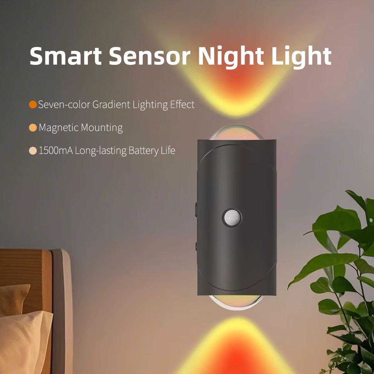 RGB LED Motion Sensor Night Light – Rechargeable Wall Lamp with Magnetic Mount & Ambient Gradient