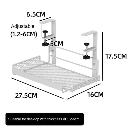 Under Desk Cable Management Tray – No-Drill Steel Wire Organizer for Desktop Storage