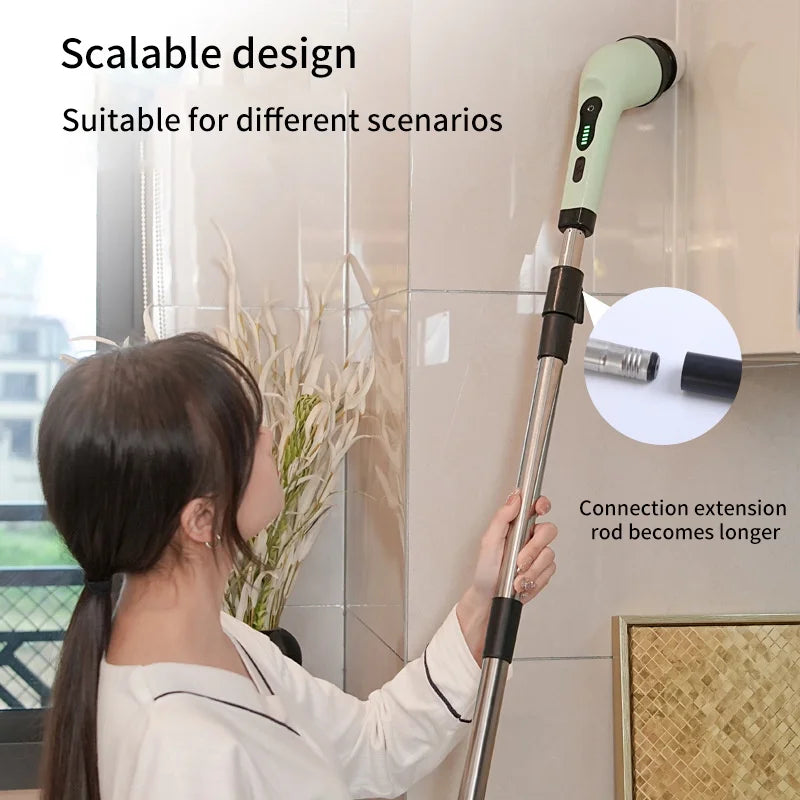 9-in-1 Electric Spin Cleaning Brush with LED Display for Home & Car