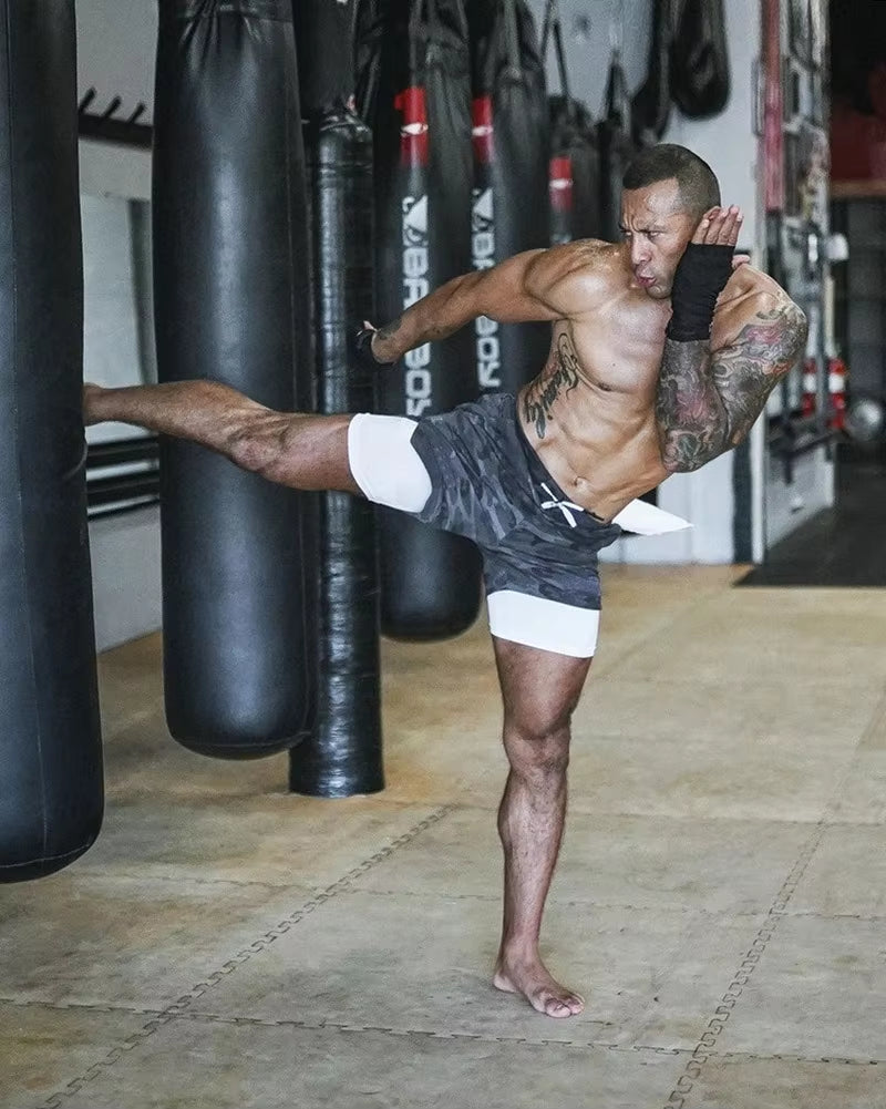 Men’s 2-in-1 Camo Running Shorts | Quick Dry Gym Fitness Workout Shorts