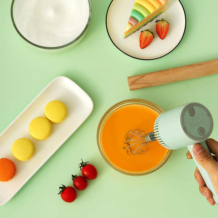 USB Electric Food Mixer Wireless Hand Blender Portable Garlic Crusher 3 Speeds Dough Cream Egg Beater Baking Masher Kitchen Tool
