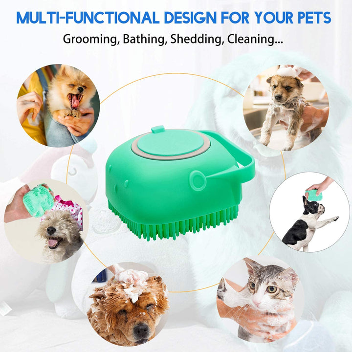 Pet Shampoo Brush – Soft Silicone Dog and Cat Grooming Scrubber for Bath and Massage