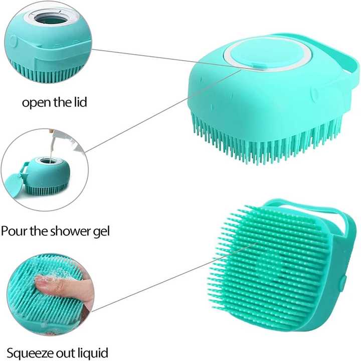 Pet Shampoo Brush – Soft Silicone Dog and Cat Grooming Scrubber for Bath and Massage