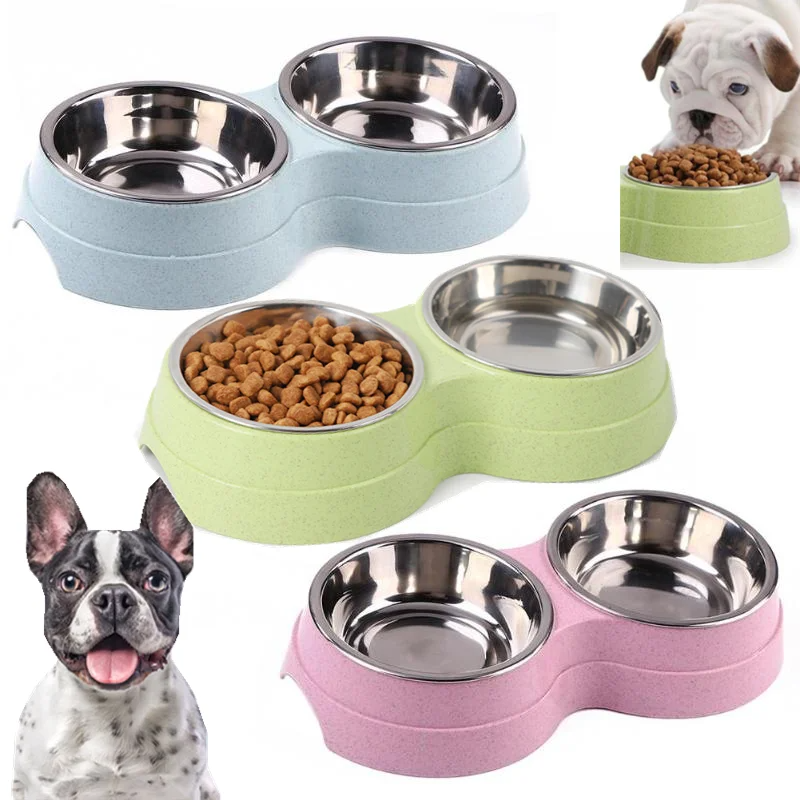 Double Pet Bowls for Cats & Dogs – Stainless Steel Food & Water Feeder – Non-Toxic, Durable, Small Pet Feeding Dish