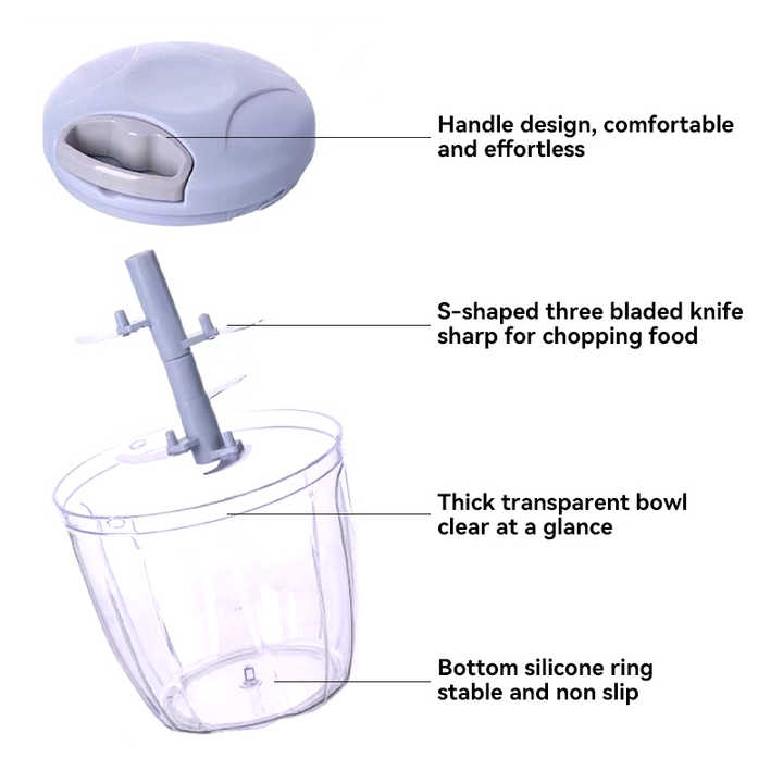 Manual Hand Pull Food Chopper – 500/900ML Meat Mincer, Garlic Crusher, Onion & Veggie Grinder