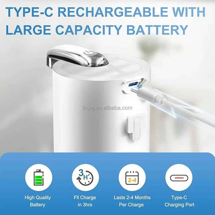 380ML Automatic Foam Soap P11 Dispenser Bathroom Smart Washing Hand Machine with USB Charging White ABS Material