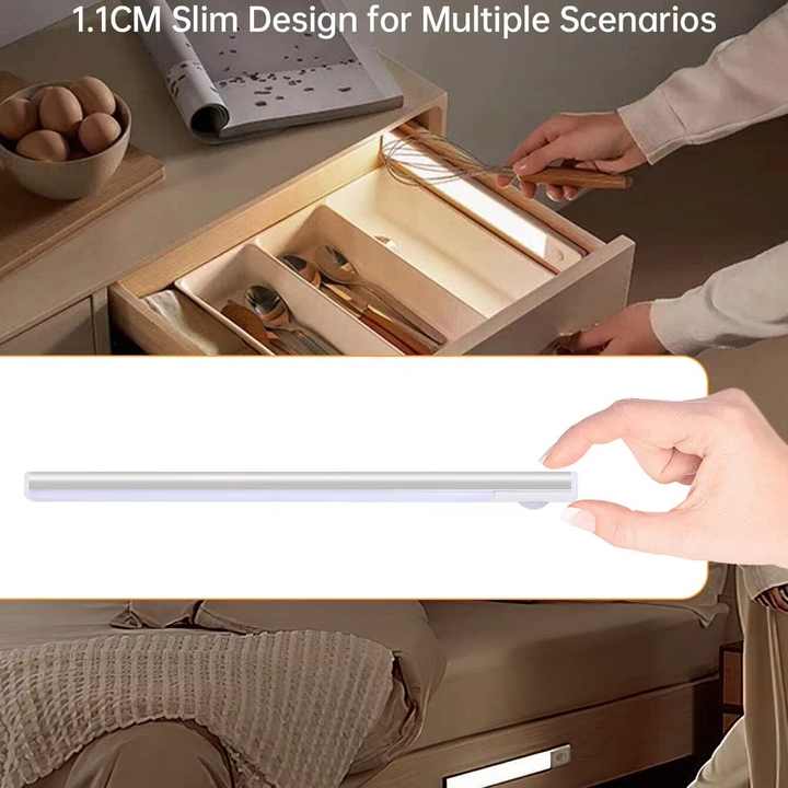 Motion Sensor LED Night Light – 3-Color Dimmable, USB Rechargeable, Magnetic Wall Lamp