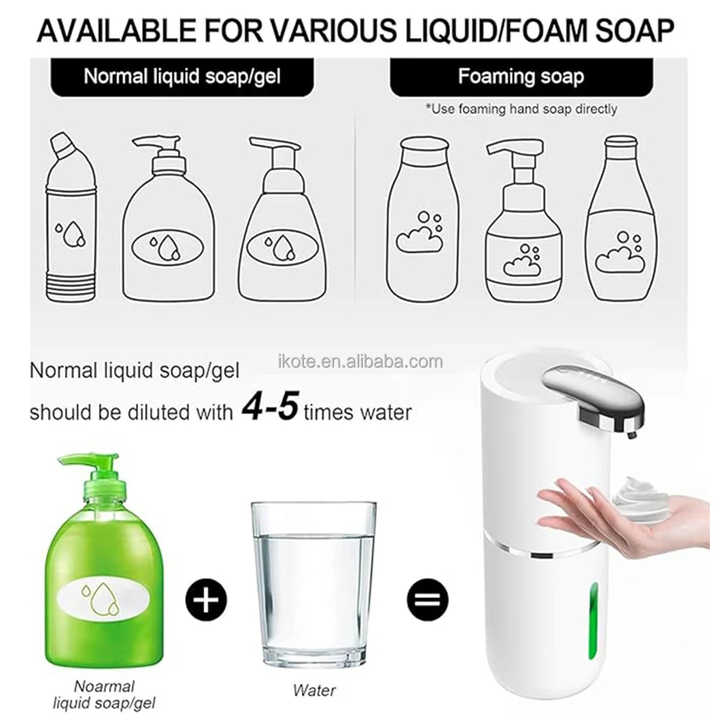 380ML Automatic Foam Soap P11 Dispenser Bathroom Smart Washing Hand Machine with USB Charging White ABS Material