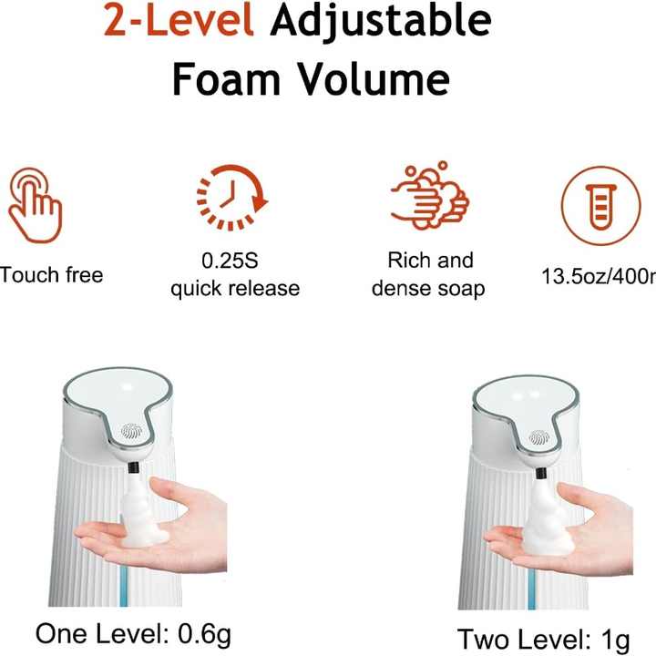 380ML Automatic Foam Soap P11 Dispenser Bathroom Smart Washing Hand Machine with USB Charging White ABS Material