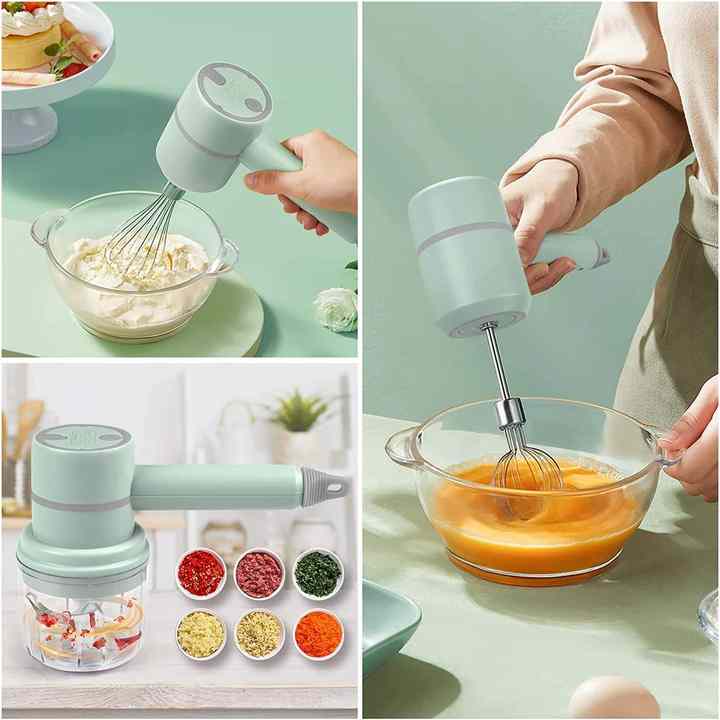 USB Electric Food Mixer Wireless Hand Blender Portable Garlic Crusher 3 Speeds Dough Cream Egg Beater Baking Masher Kitchen Tool