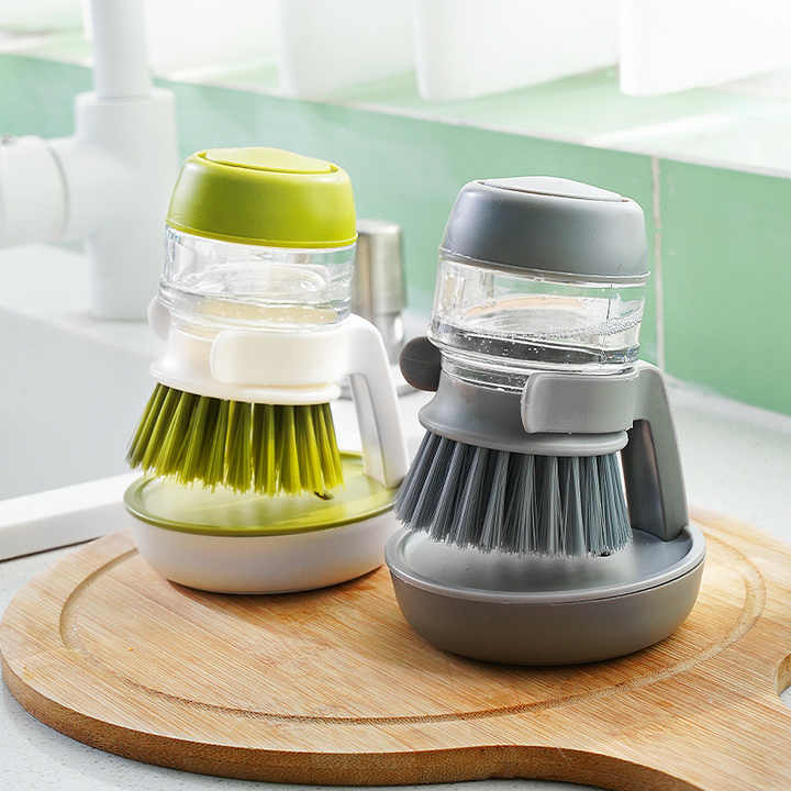 Dishwashing Brush with Soap Dispenser – Kitchen Cleaning Brush with Holder – Household Sink Scrubber