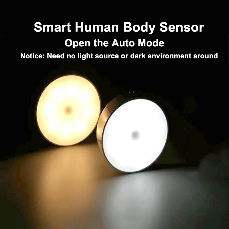 LED Smart Motion Sensor Night Light – USB Rechargeable, Magnetic Mount, Auto Lighting