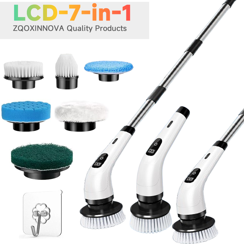 Electric Spin Scrubber 7-in-1 | Cordless Cleaning Brush with LCD/LED