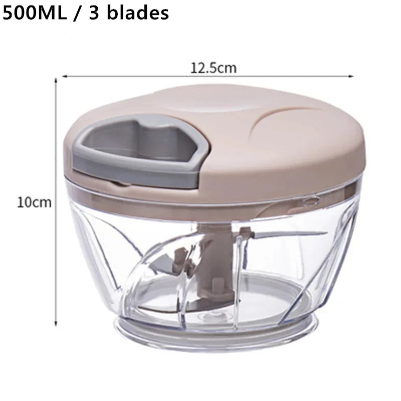 Manual Hand Pull Food Chopper – 500/900ML Meat Mincer, Garlic Crusher, Onion & Veggie Grinder