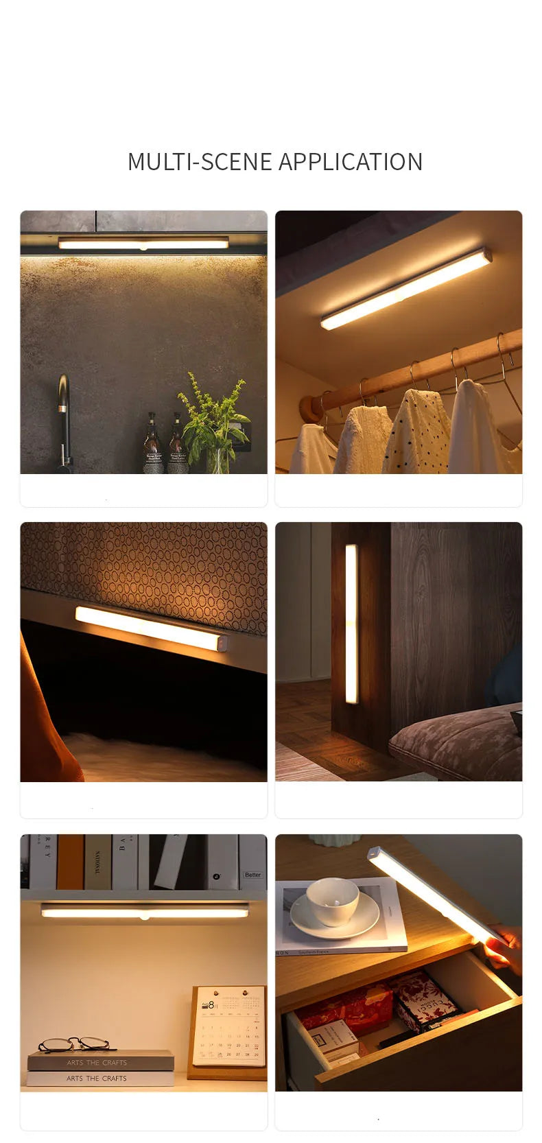 Motion Sensor LED Night Light – 3-Color Dimmable, USB Rechargeable, Magnetic Wall Lamp