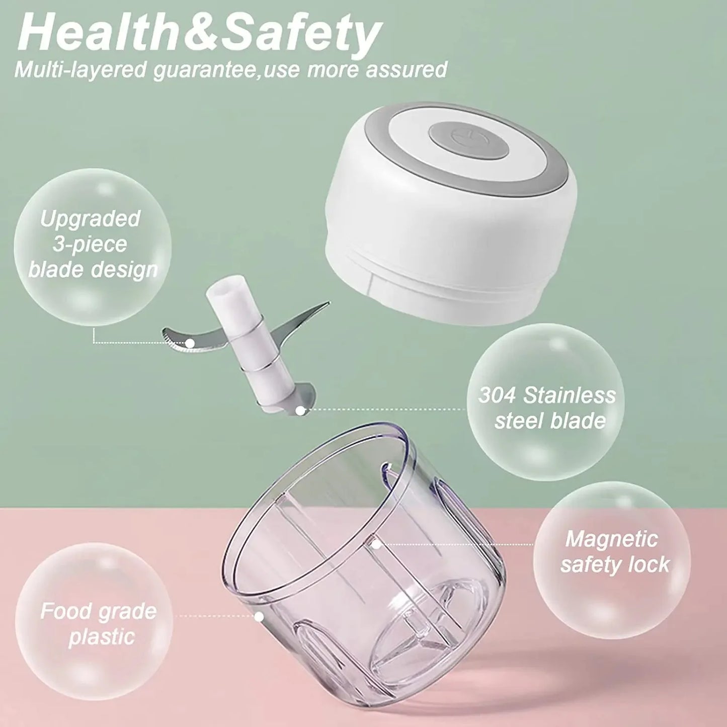 Electric Garlic Chopper – 100ML/250ML Mini Food Processor, Meat & Veggie Crusher