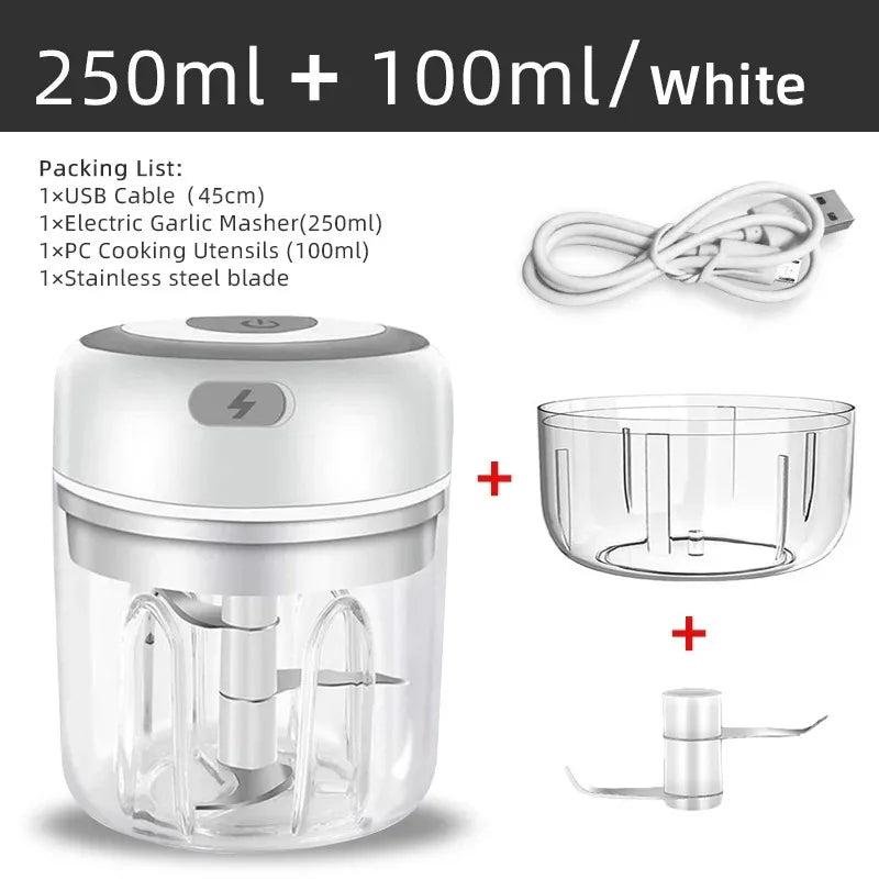 Electric Garlic Chopper – 100ML/250ML Mini Food Processor, Meat & Veggie Crusher