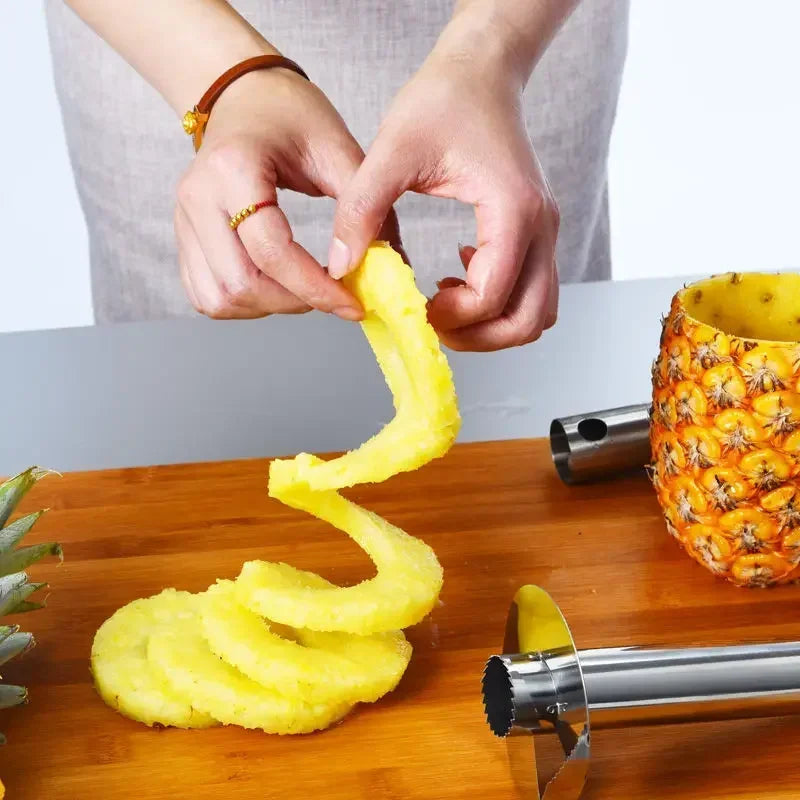Stainless Steel Pineapple Corer & Slicer – 3-in-1 Fruit Peeler, Cutter, Spiral Slicer Tool