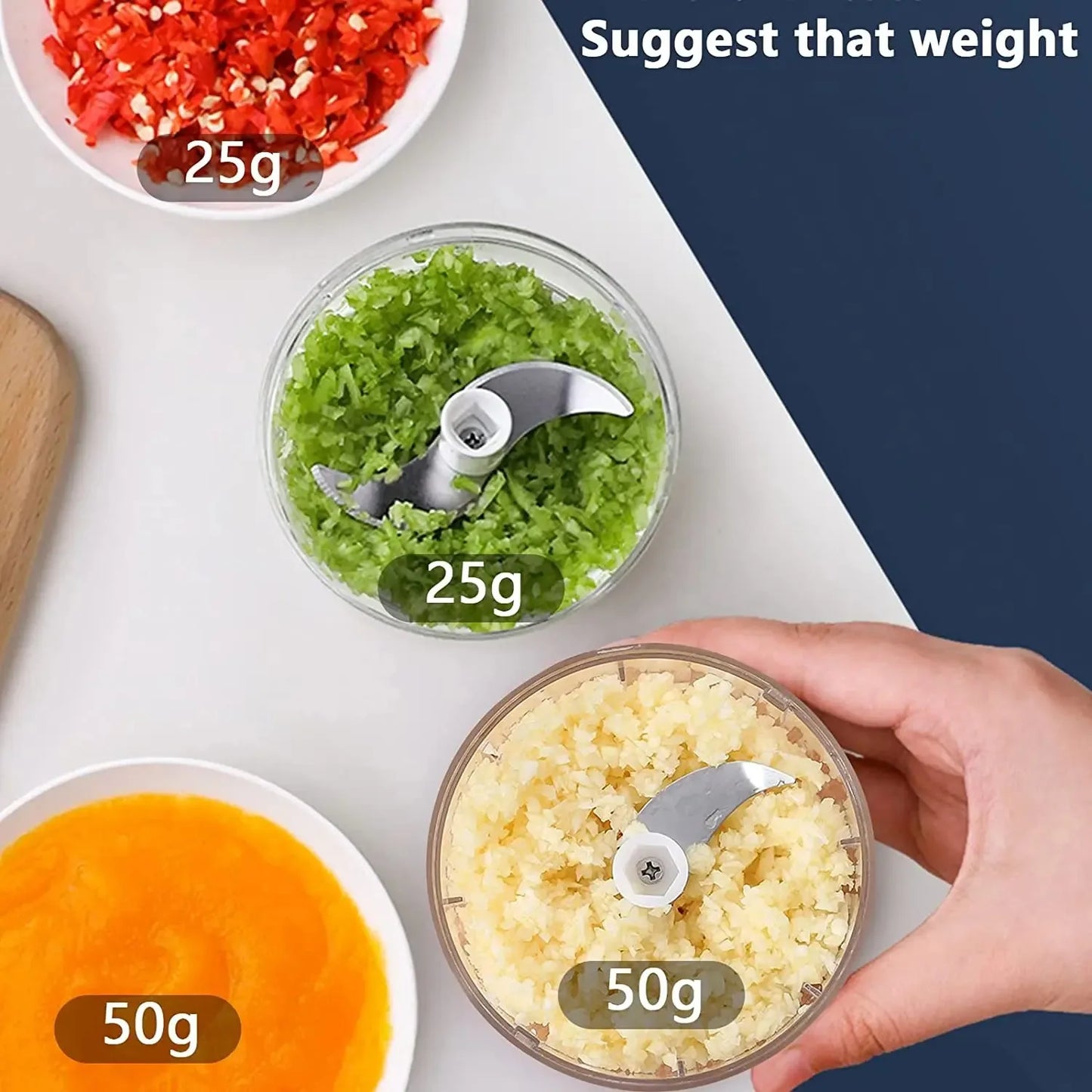 Electric Garlic Chopper – 100ML/250ML Mini Food Processor, Meat & Veggie Crusher