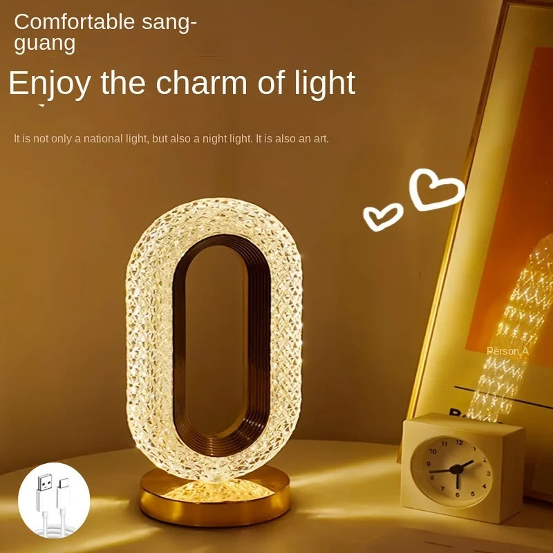 Crystal Rechargeable LED Bedside Lamp – Wireless Ambient Mood Light for Bedroom, Living Room & Gifts