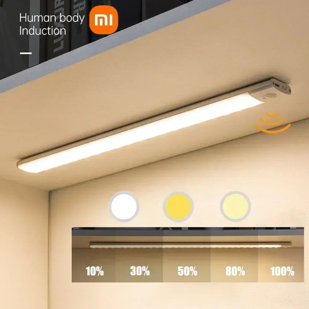 Motion Sensor LED Night Light – 3-Color Dimmable, USB Rechargeable, Magnetic Wall Lamp