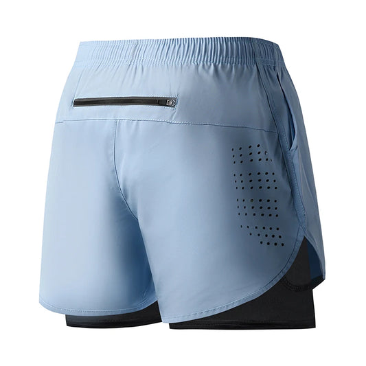 Men’s Quick-Dry Double Layer Running and Training Shorts Black Fitness Workout Gym Shorts