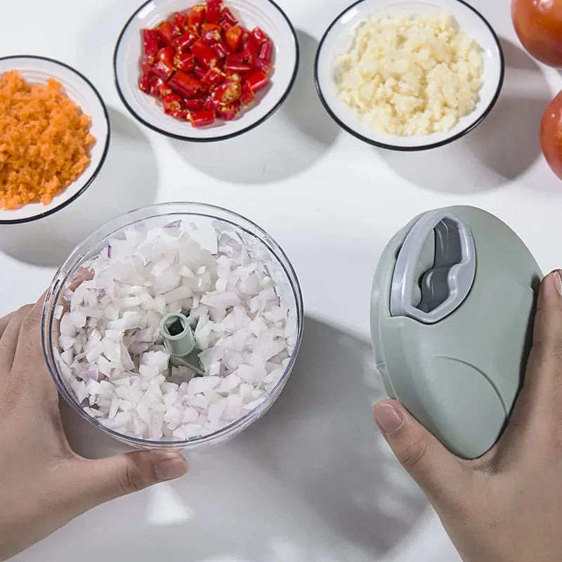 Manual Hand Pull Food Chopper – 500/900ML Meat Mincer, Garlic Crusher, Onion & Veggie Grinder