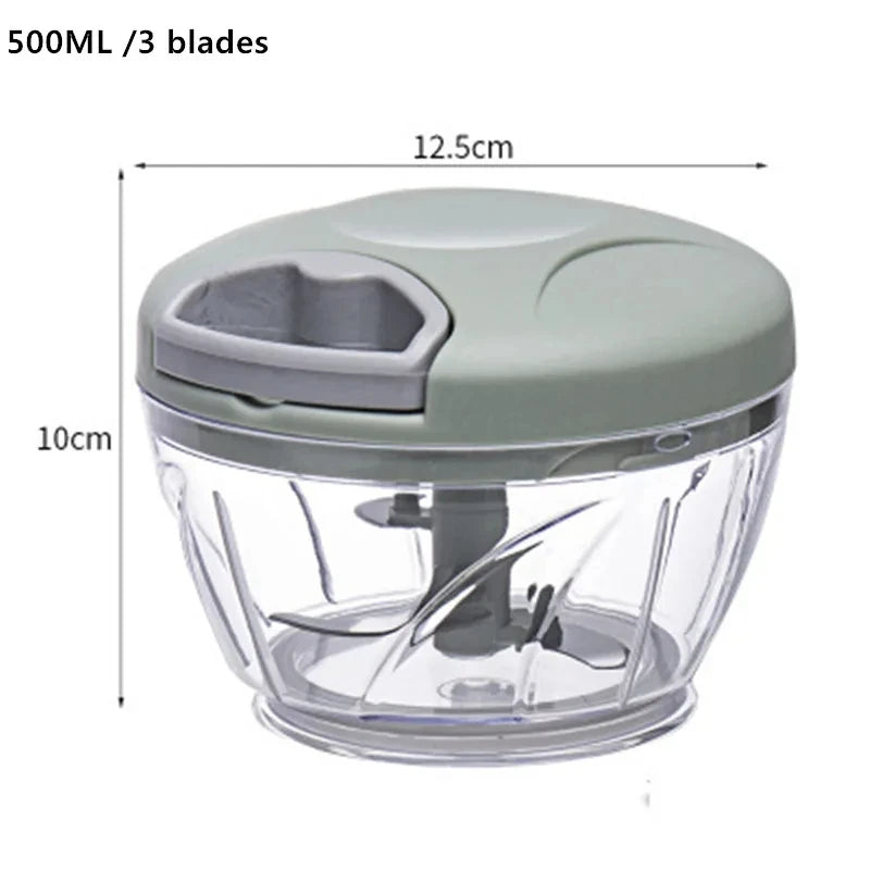 Manual Hand Pull Food Chopper – 500/900ML Meat Mincer, Garlic Crusher, Onion & Veggie Grinder
