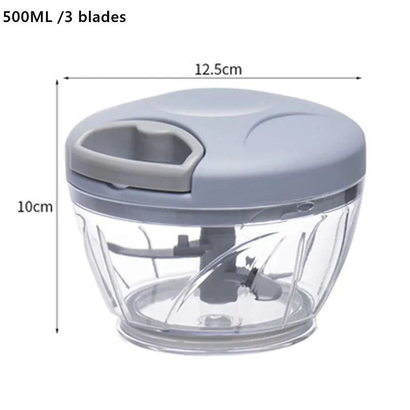 Manual Hand Pull Food Chopper – 500/900ML Meat Mincer, Garlic Crusher, Onion & Veggie Grinder