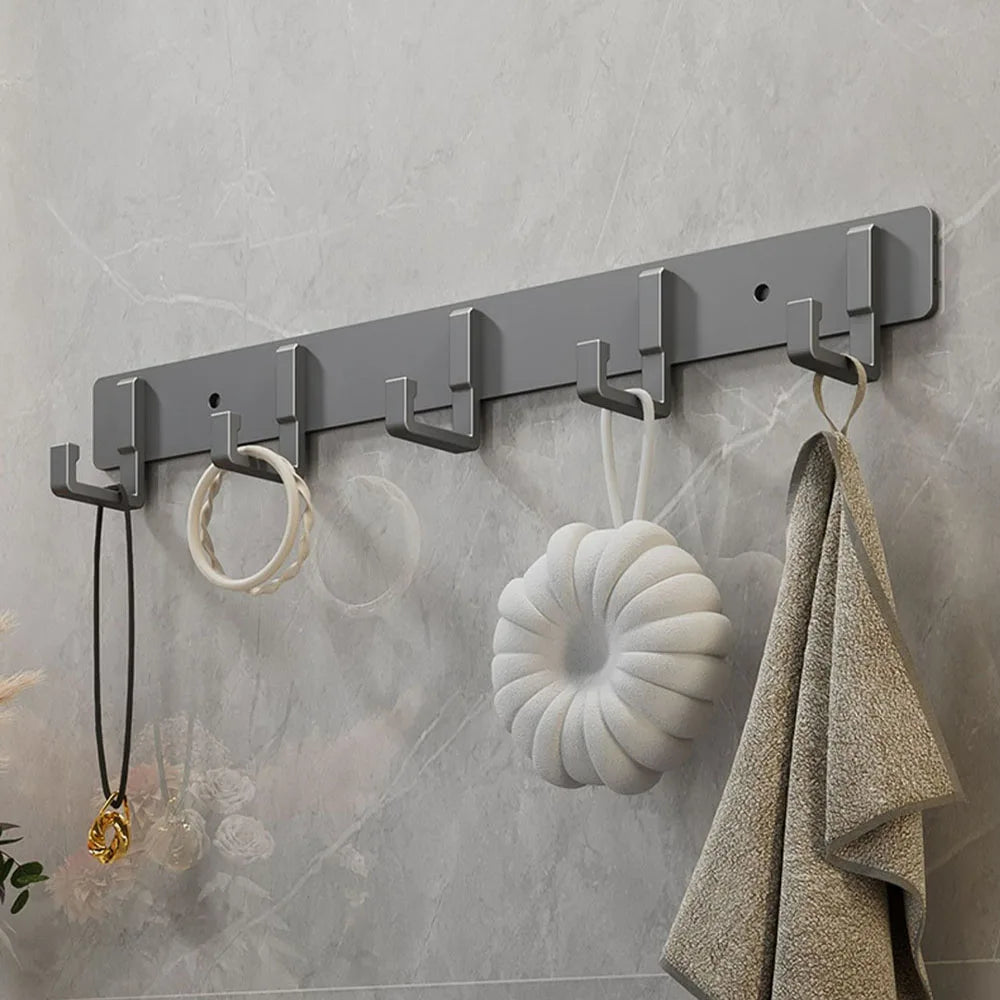 Wall Mounted Coat Rack with Black Hooks – Heavy Duty Towel & Robe Hanger for Bathroom, Kitchen & Entryway