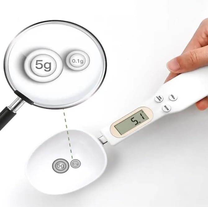 Digital Measuring Spoon Scale – 500g/0.1g LCD Kitchen Food Scale for Coffee, Flour & Milk