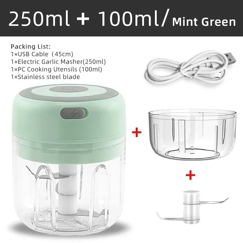 Electric Garlic Chopper – 100ML/250ML Mini Food Processor, Meat & Veggie Crusher
