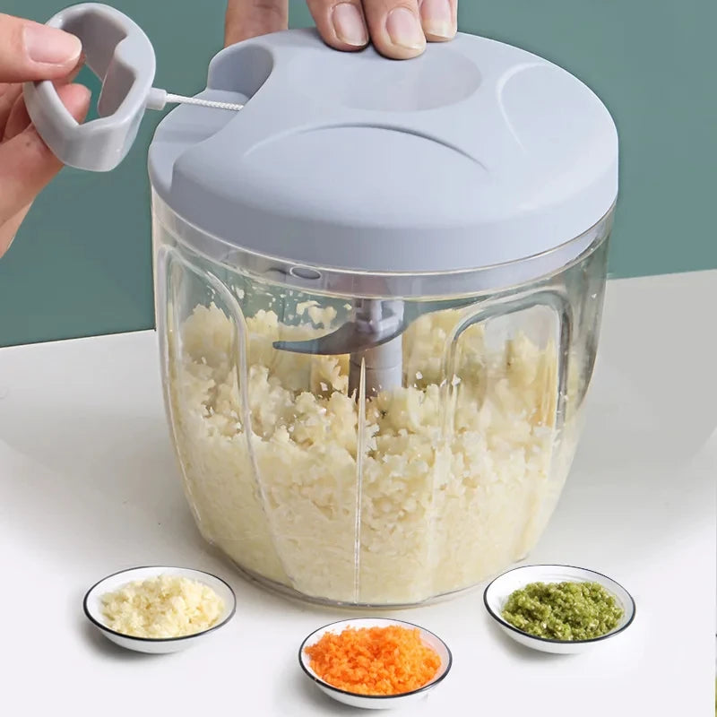 Manual Hand Pull Food Chopper – 500/900ML Meat Mincer, Garlic Crusher, Onion & Veggie Grinder